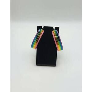 Large Rainbow Hoop Earrings Lightweight Statement Colorful